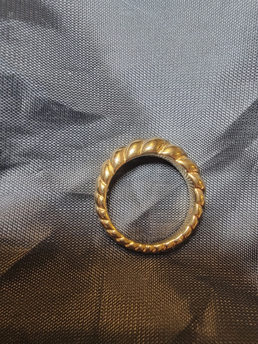 Signed Ana Luisa Twist Rope Croissant 14ct Gold Plated Size 6